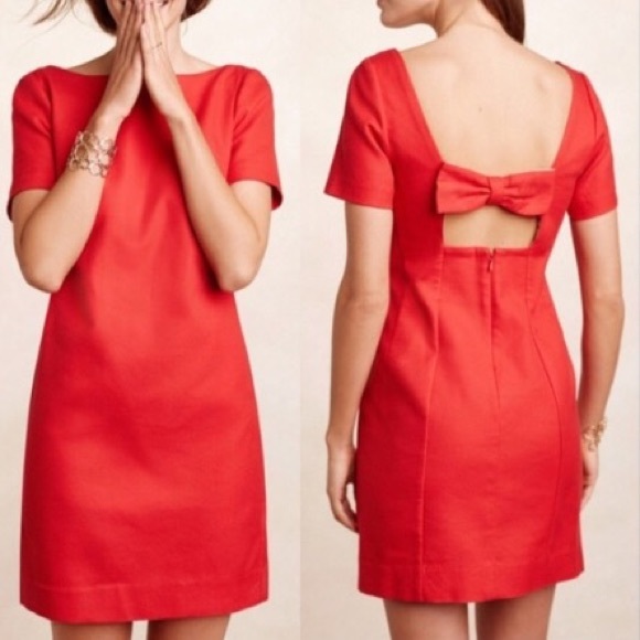 Anthropologie Maeve Red Shift Bow Back 